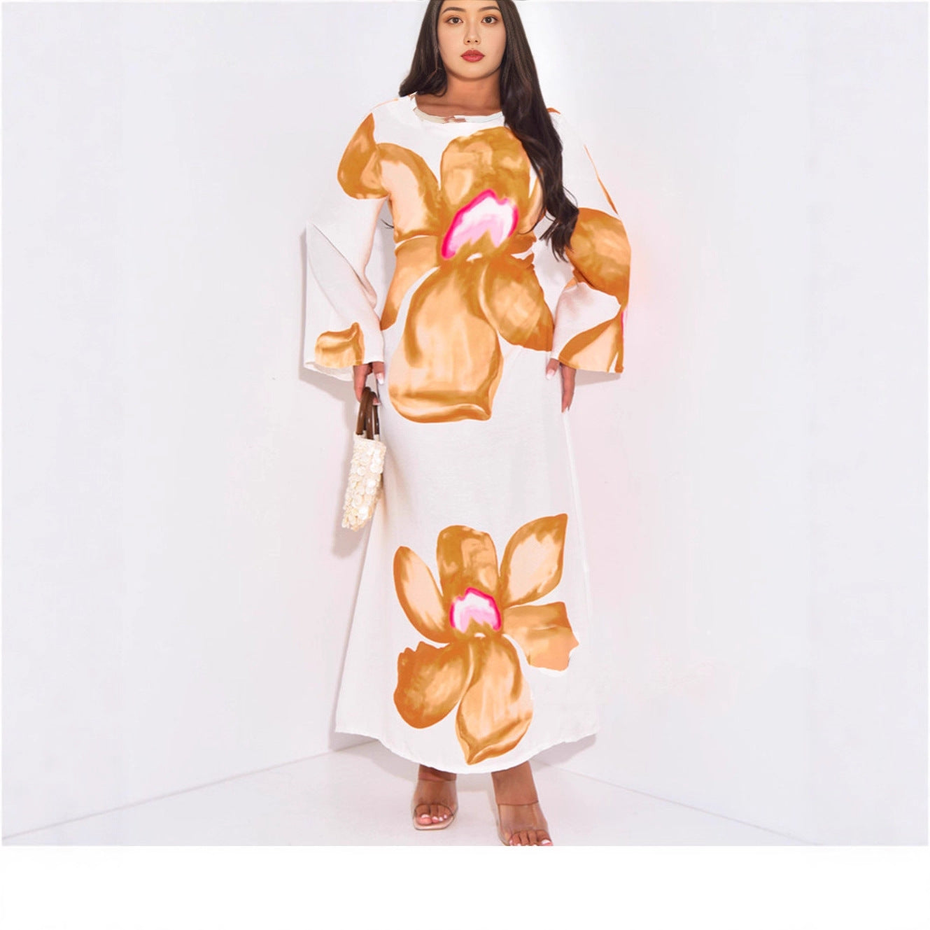 Creative Loose Long Sleeve Printed Dress Dresses