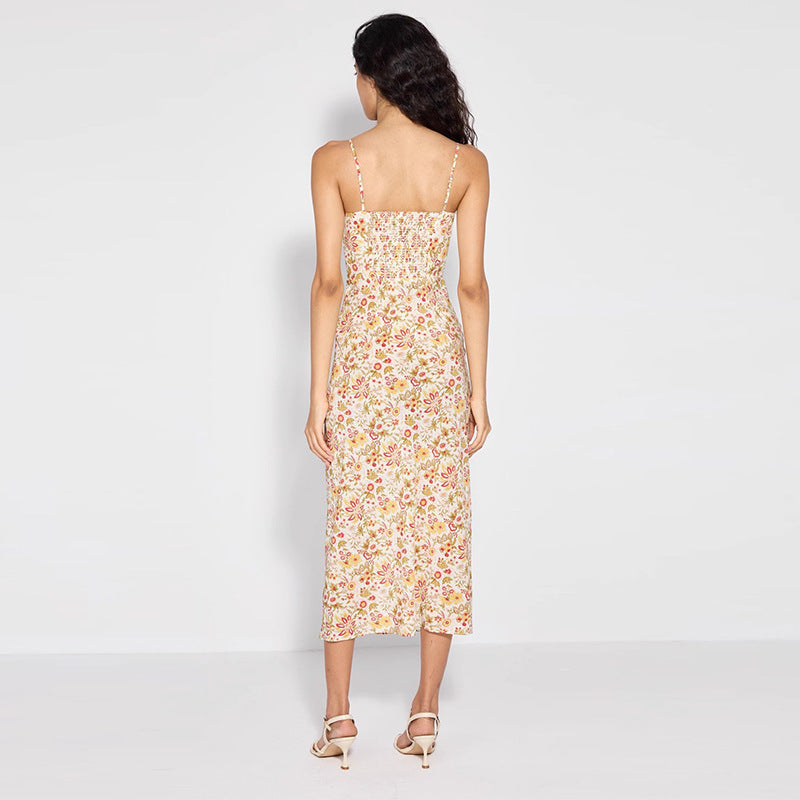 Mulberry Silk Printed Long Strap Dress Dresses