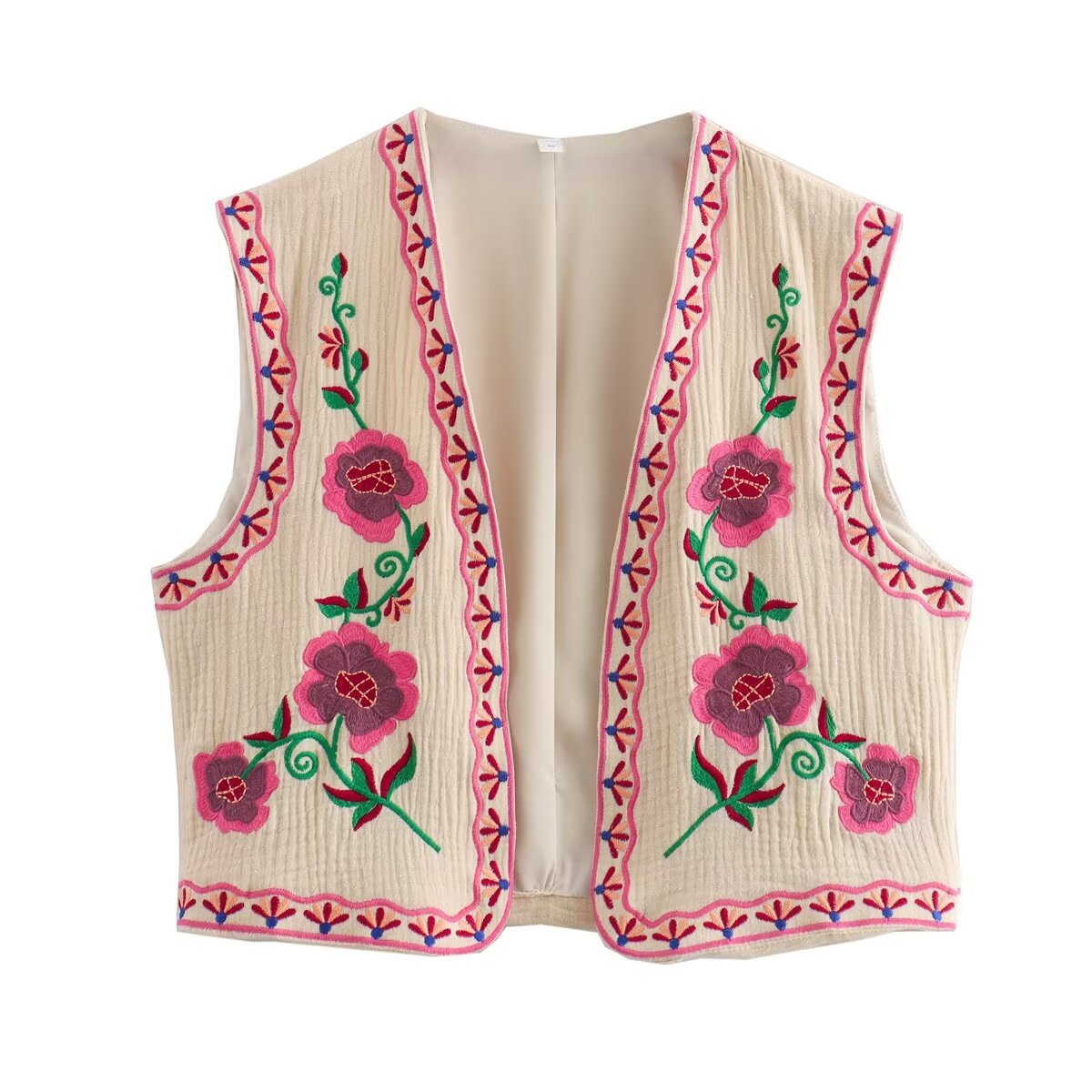 Casual Creative Summer Two-color Embroidered Collar Vests