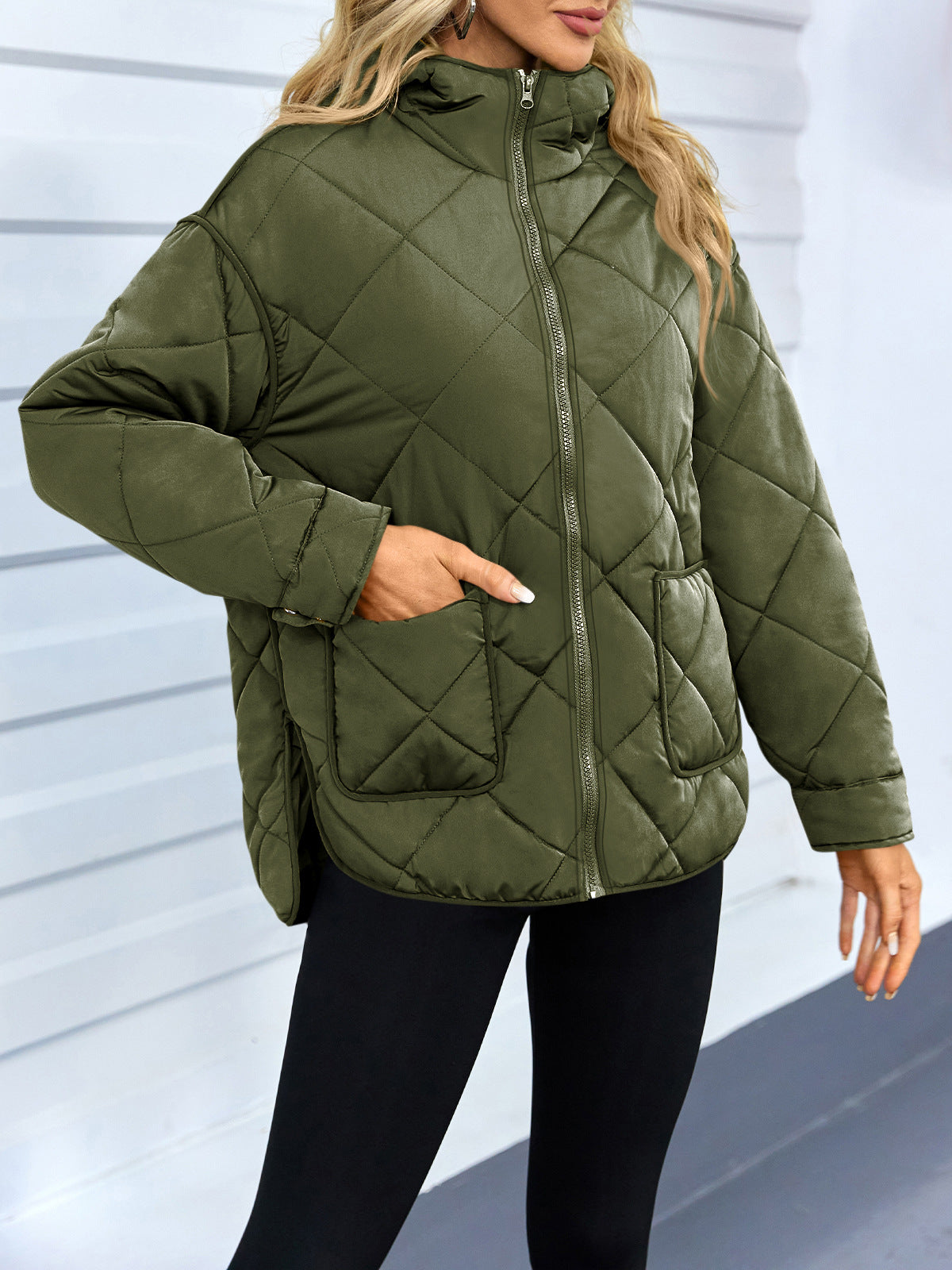 Pocket Split Cotton Loose-fitting Hoodie Long Coats