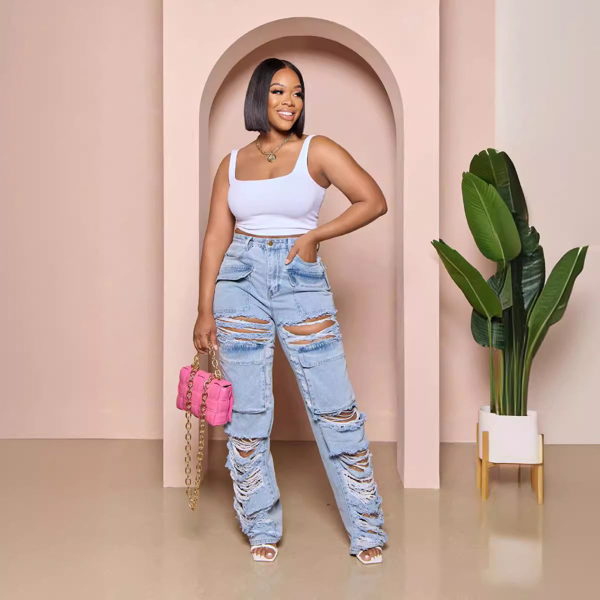 Women's Summer Loose High Waist Wide Leg Jeans