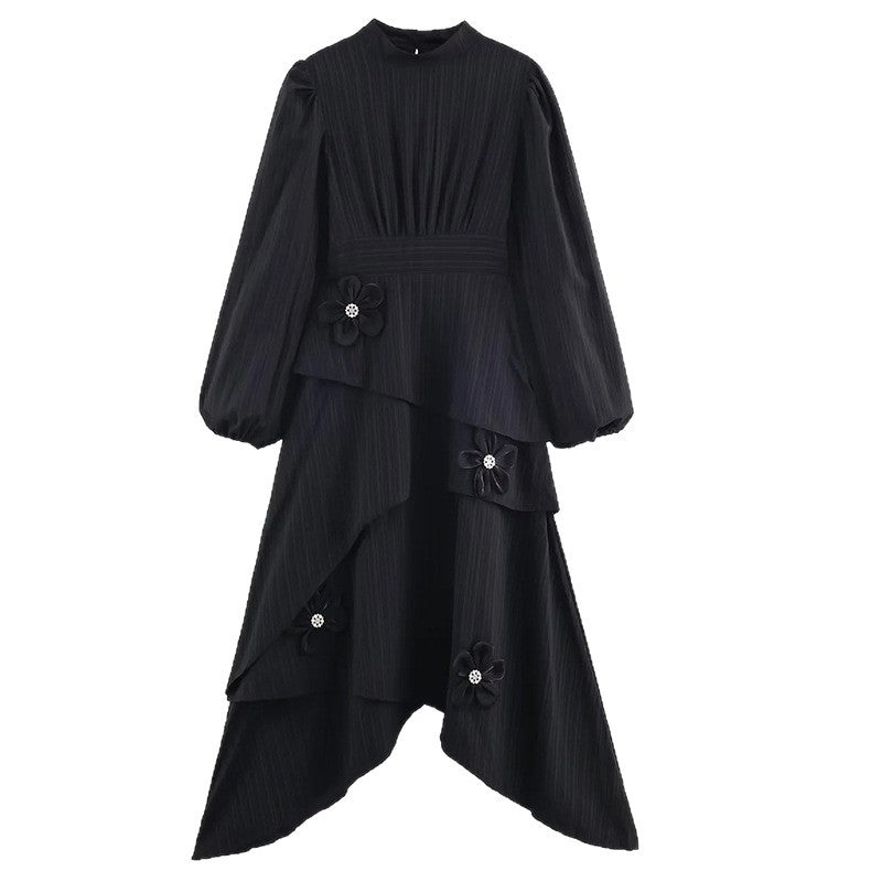 Women's Autumn Comfortable Korean Casual Style Beautiful Beaded High-grade Round Dresses