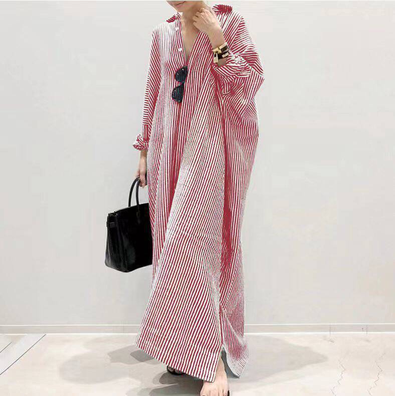 Women's Loose Striped Printed Fashion Wear Long Dress
