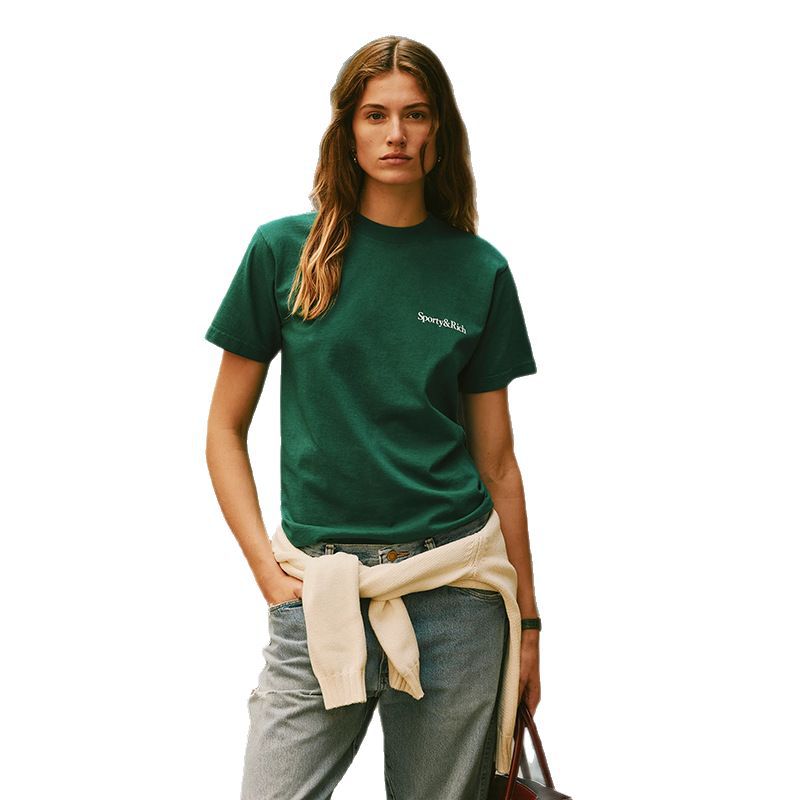 Women's North American Niche Letter Printed Cotton Round Neck Short-sleeved Blouses