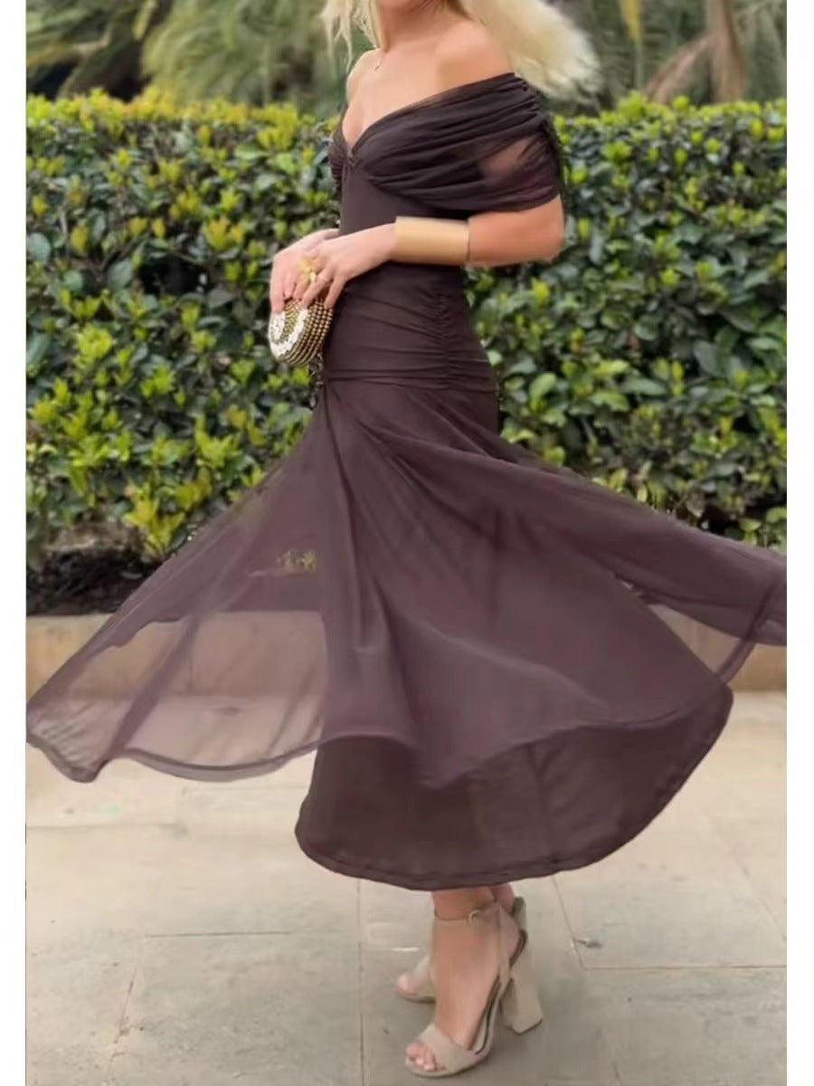 Women's Trendy Chiffon Printed Tube Dress Dresses