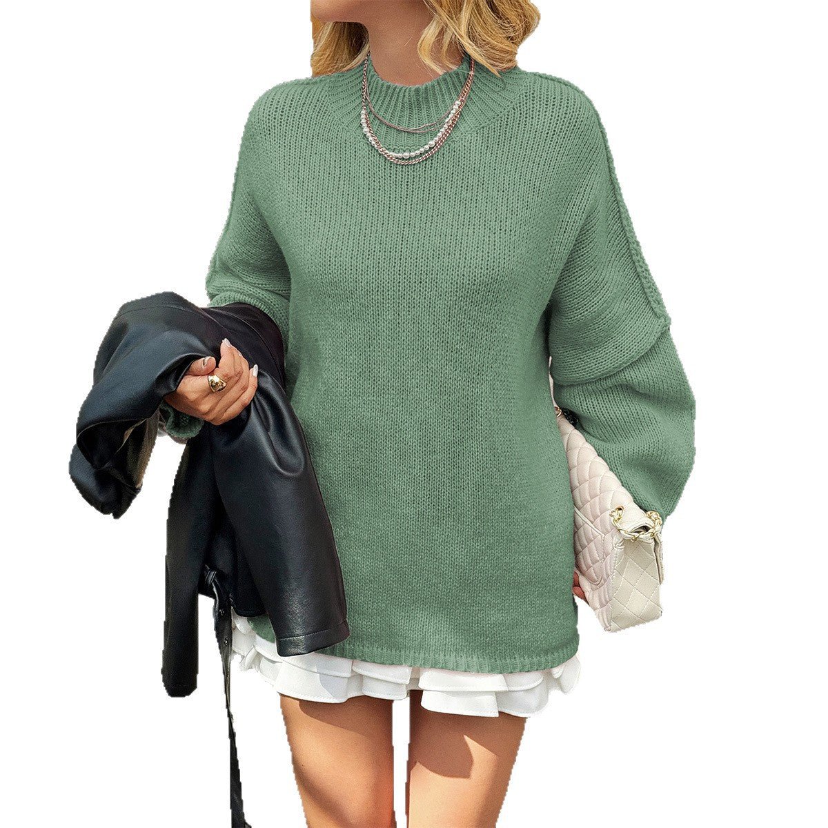 New Women's Casual Long-sleeved Turtleneck T-shirt Clothing
