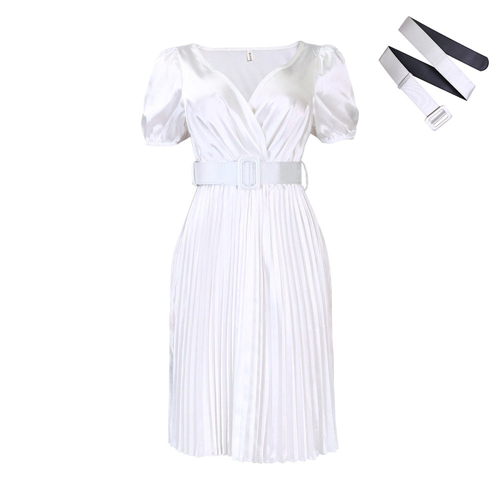 Women's Summer Fashion Wear Cinched Pleated Dress