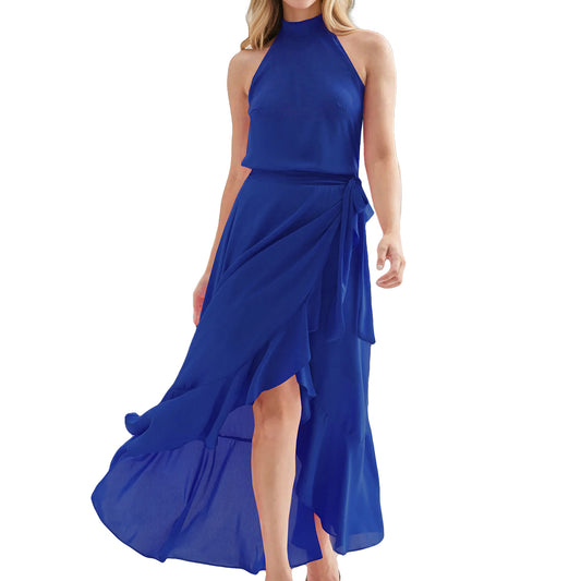 Women's Summer Elegant Graceful Ruffled Irregular A- Dresses