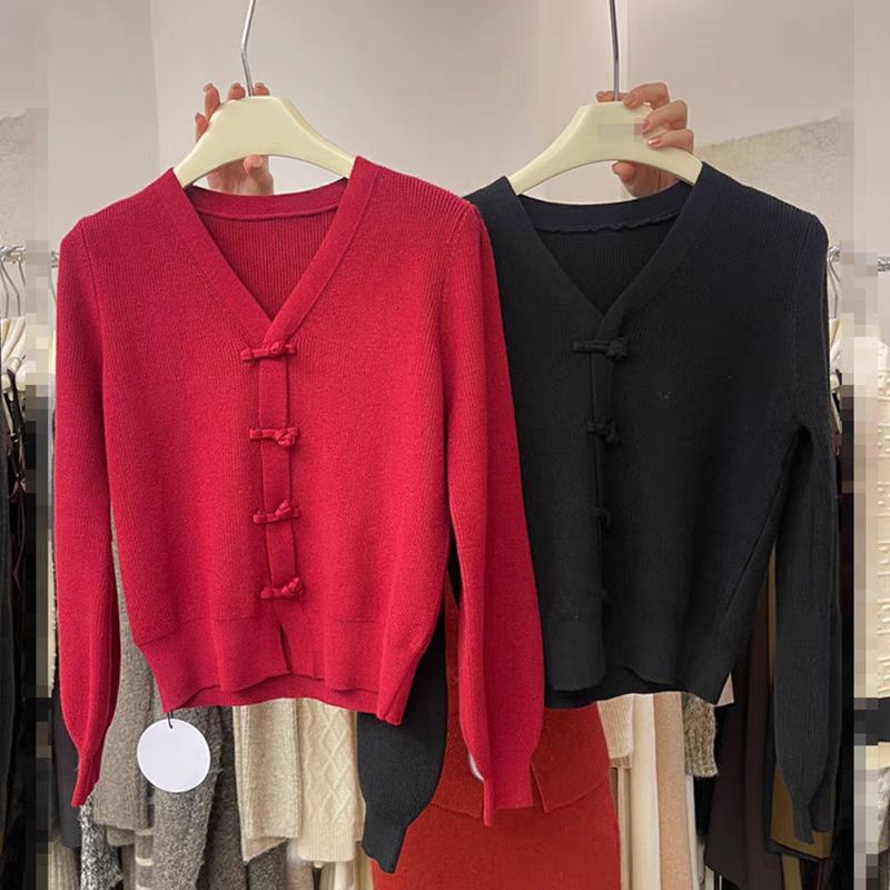 Women's Chinese Style Buckle Knitted Bottoming Shirt Inner Sweaters