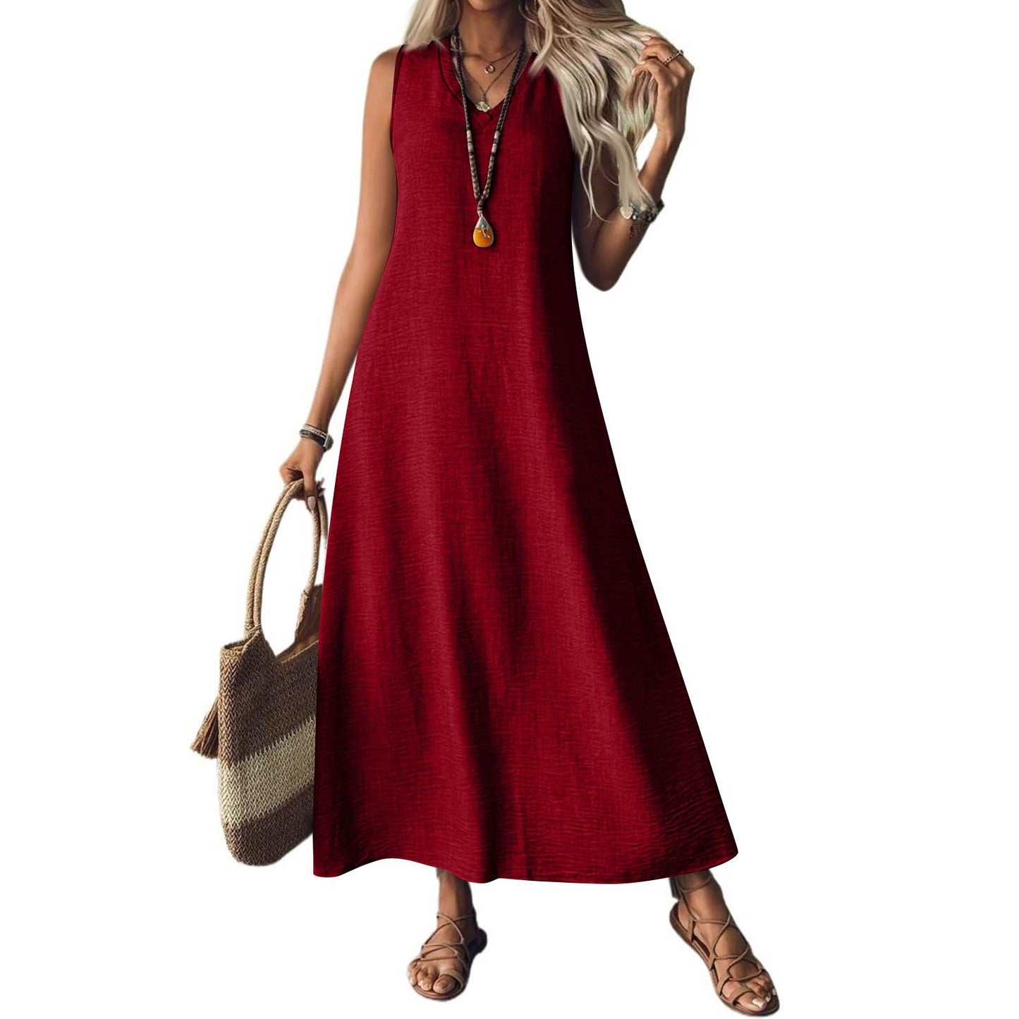 Women's Summer Sleeveless Back Zipper One-piece Elegant Dress