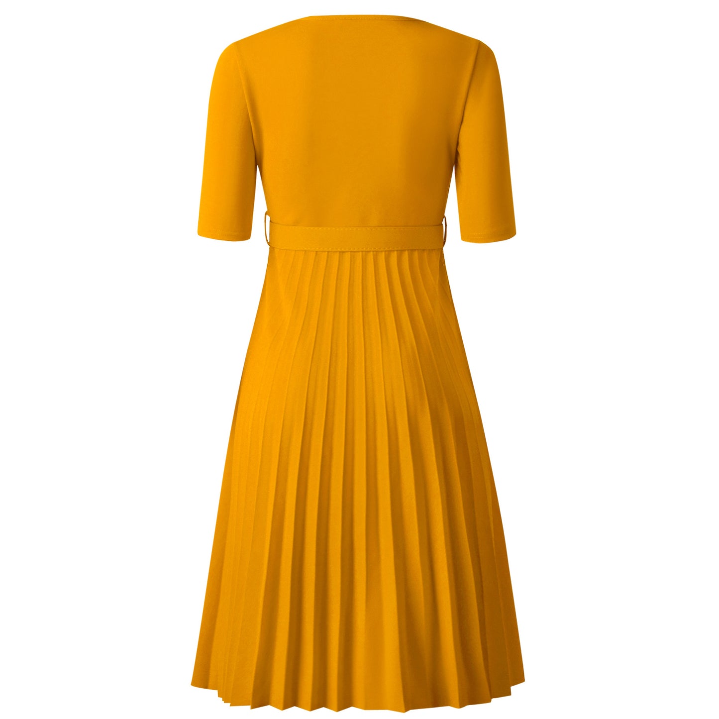 Women's Summer African Fashion Pleated Temperament Solid Color Round Neck Plus Size