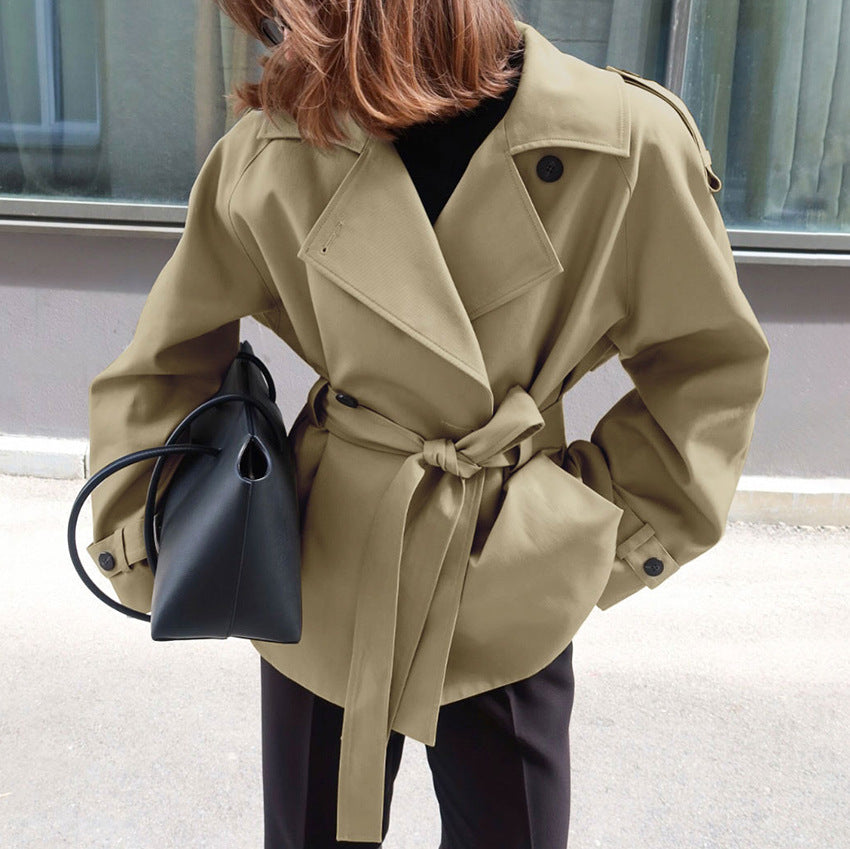 Women's Autumn Loose Lapels Belt Trench Design Sense Temperament Coats