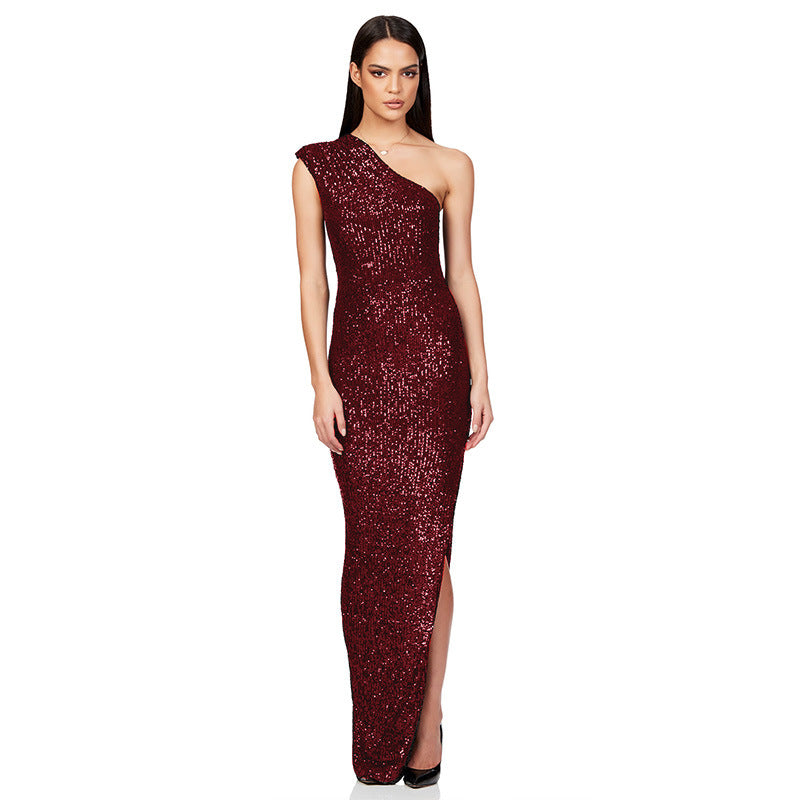 Women's Dress Summer Sleeveless Split Sequined Temperament Dresses