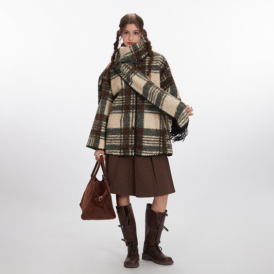 High Sense Scarf Collar Design Warm Fashionable Coats