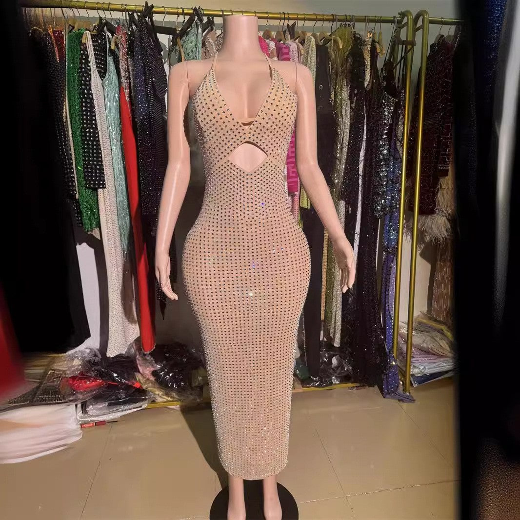 Rhinestone Camisole Dress Light Luxury Minority Dresses