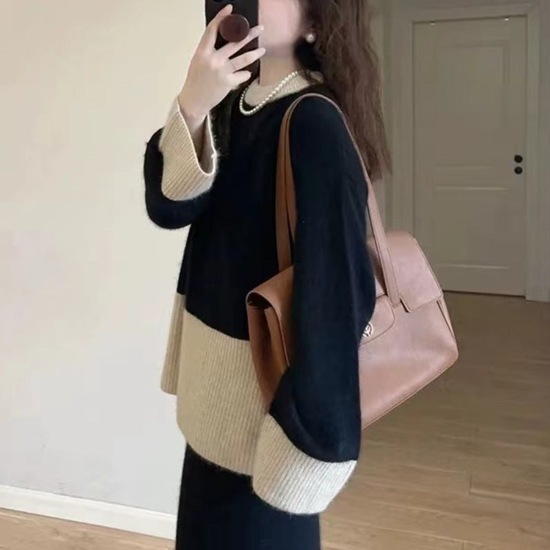 Women's Matching Crew Neck Pullover Large Simple Sweaters