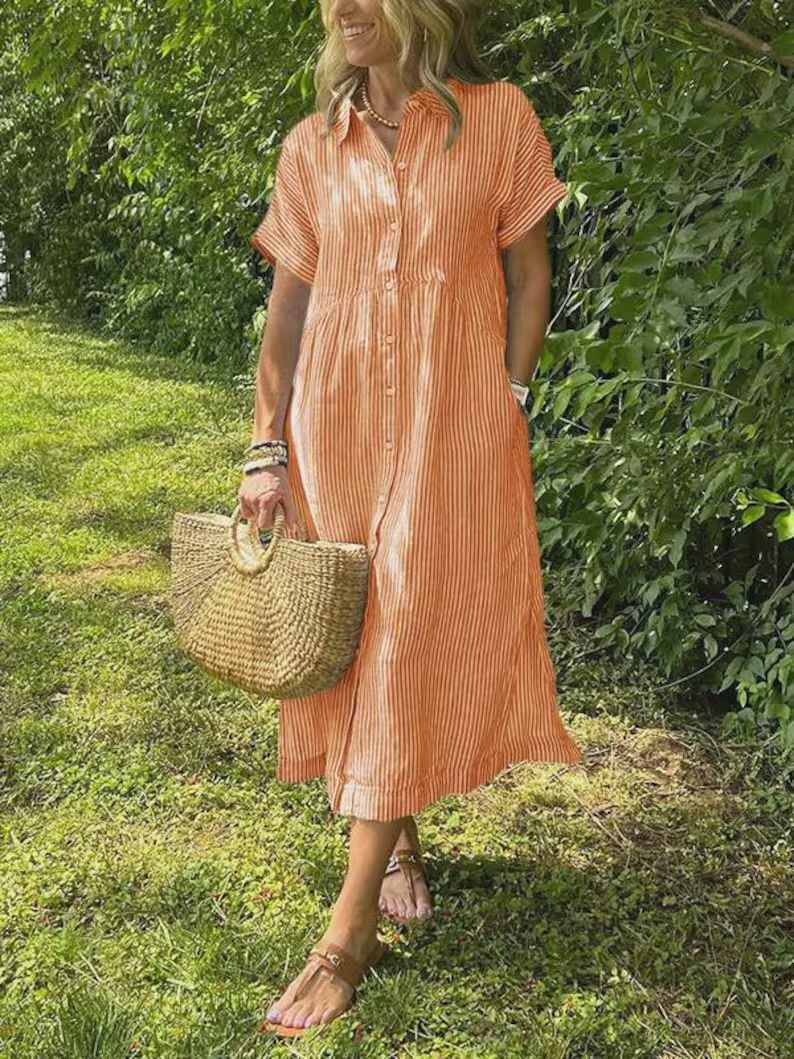 Pretty Elegant Women's Striped Printed Loose Dress