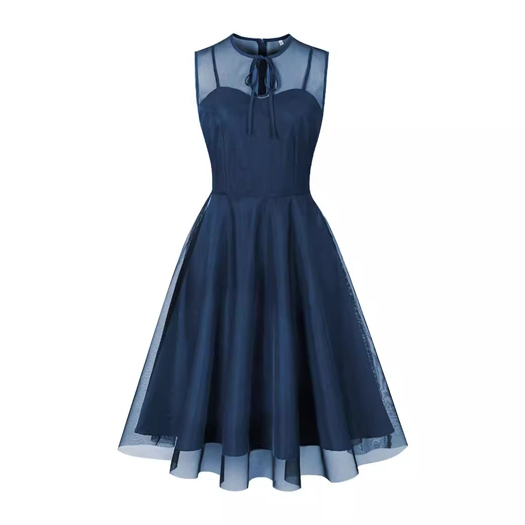 Women's Sleeveless Court Big Swing Mid-length Elegant Dresses