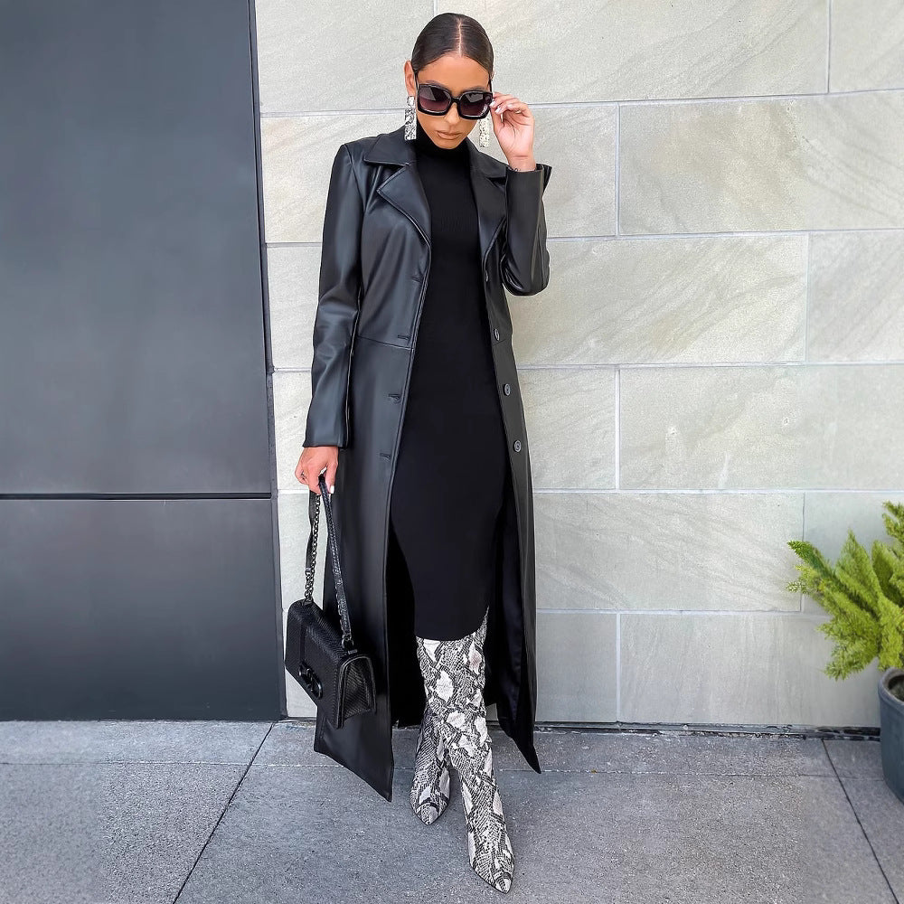 Women's Lapel Button Street Warm Trendy Long Cardigans