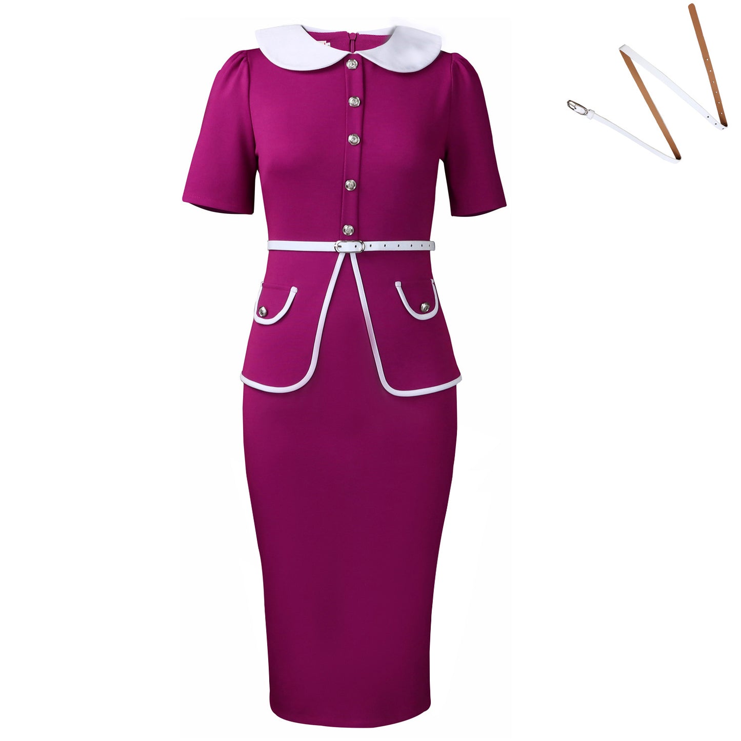 Women's Summer Sleeve Fashion Temperament Ol Color Matching High Waist Dress