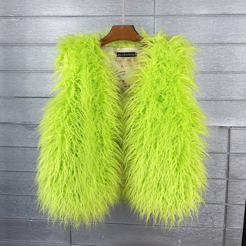 Women's Sheep Fur Environmental Protection Artificial Wool Coats