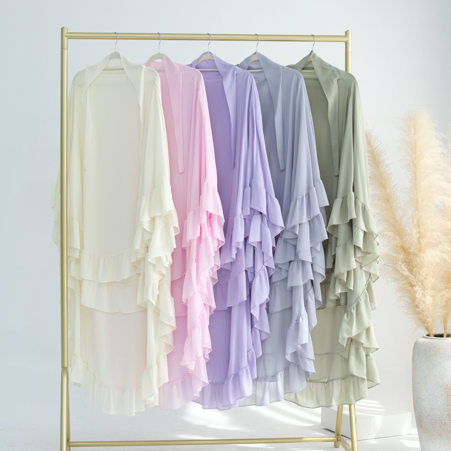Ruffled Big Swing Headscarf Solid Color Dresses