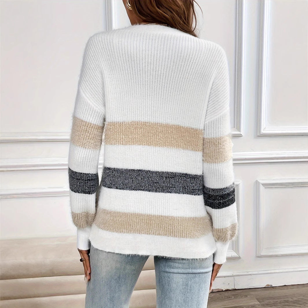 Women's Fashion Long Sleeve Thick Cable Knitted Clothing