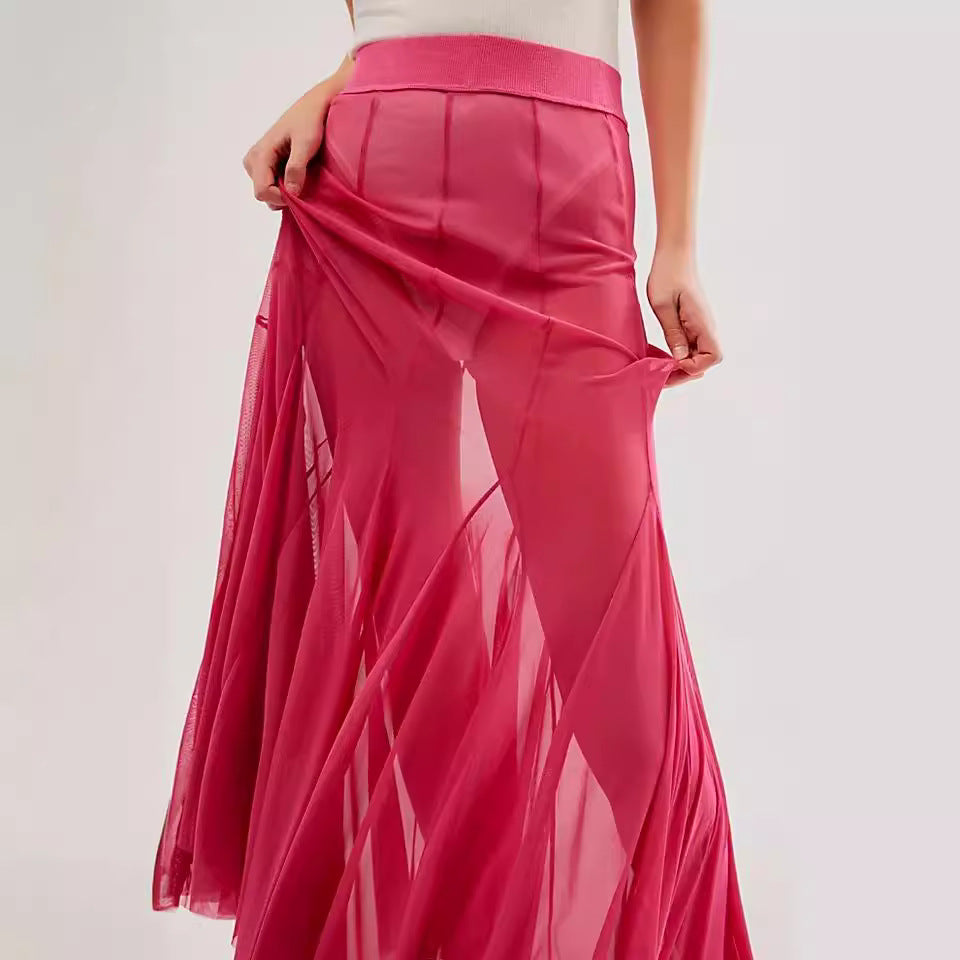 Colors Irregular Mesh Sexy High Waist Skirts