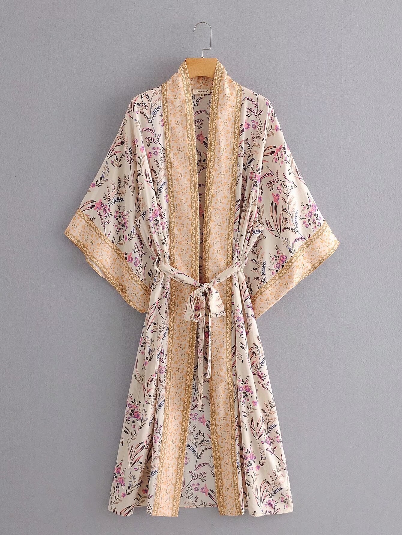 Women's Charming Turquoise Positioning Printing Kimono Coats