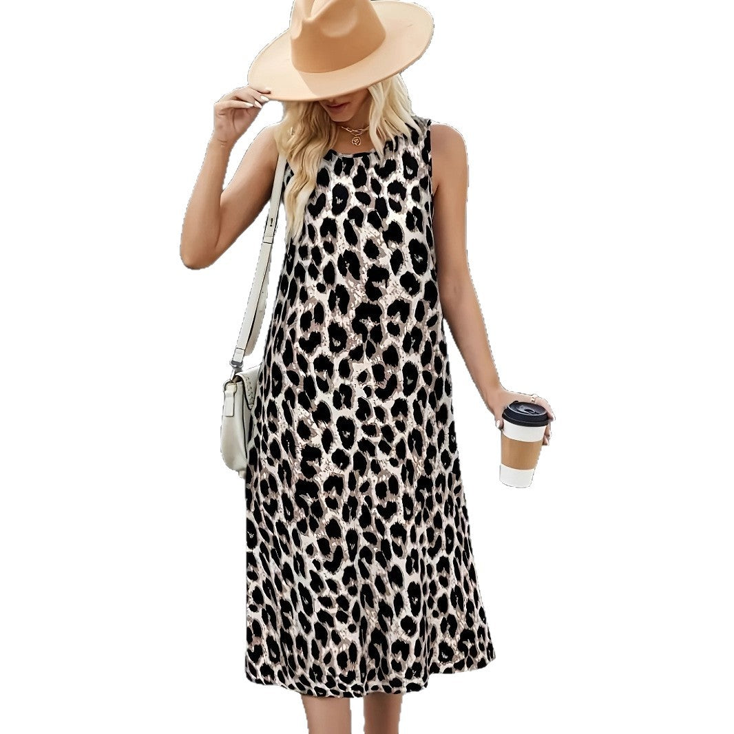Summer Sleeveless Round Neck Printed Long Dress