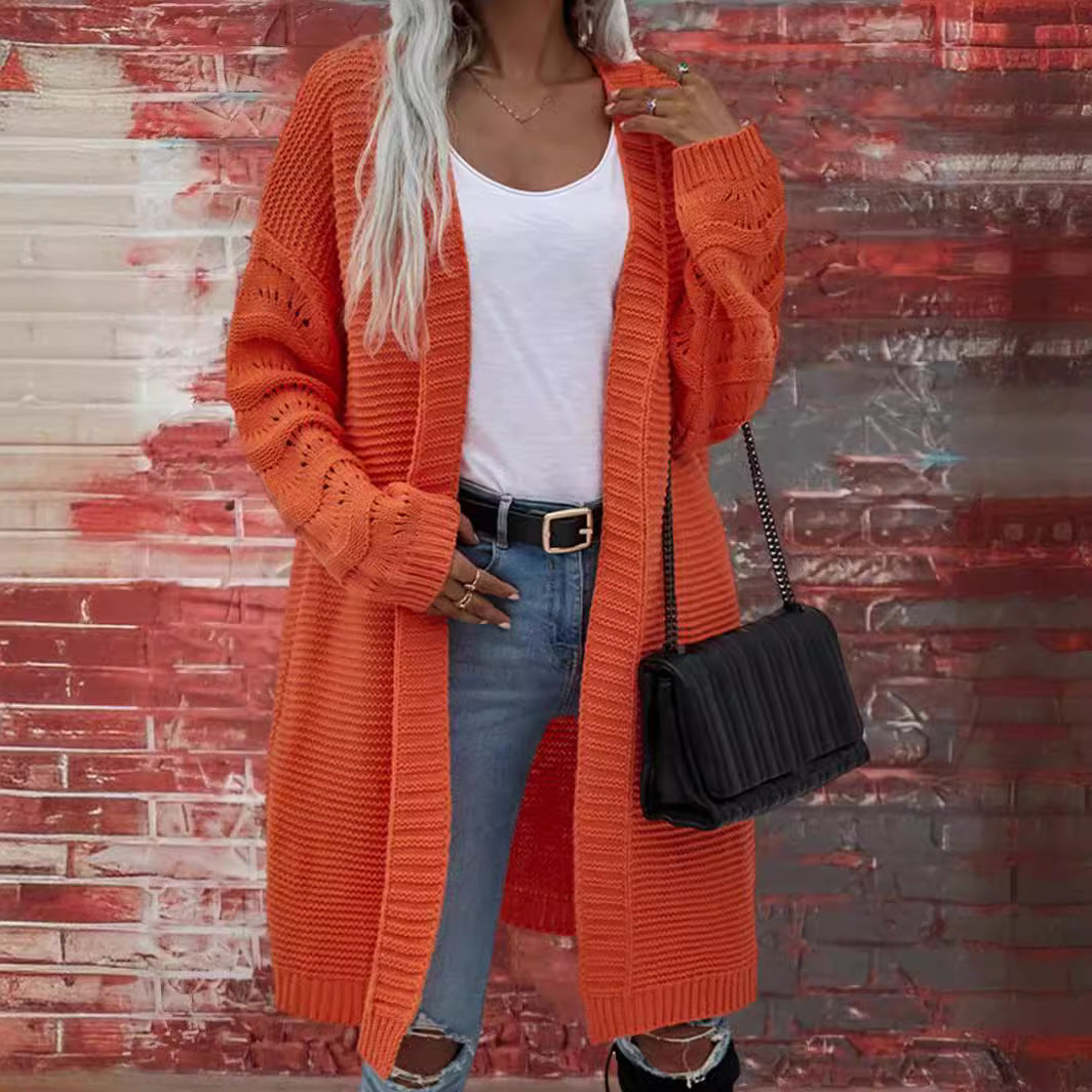 Women's Long Solid Color Knitted Mid-length Sweater