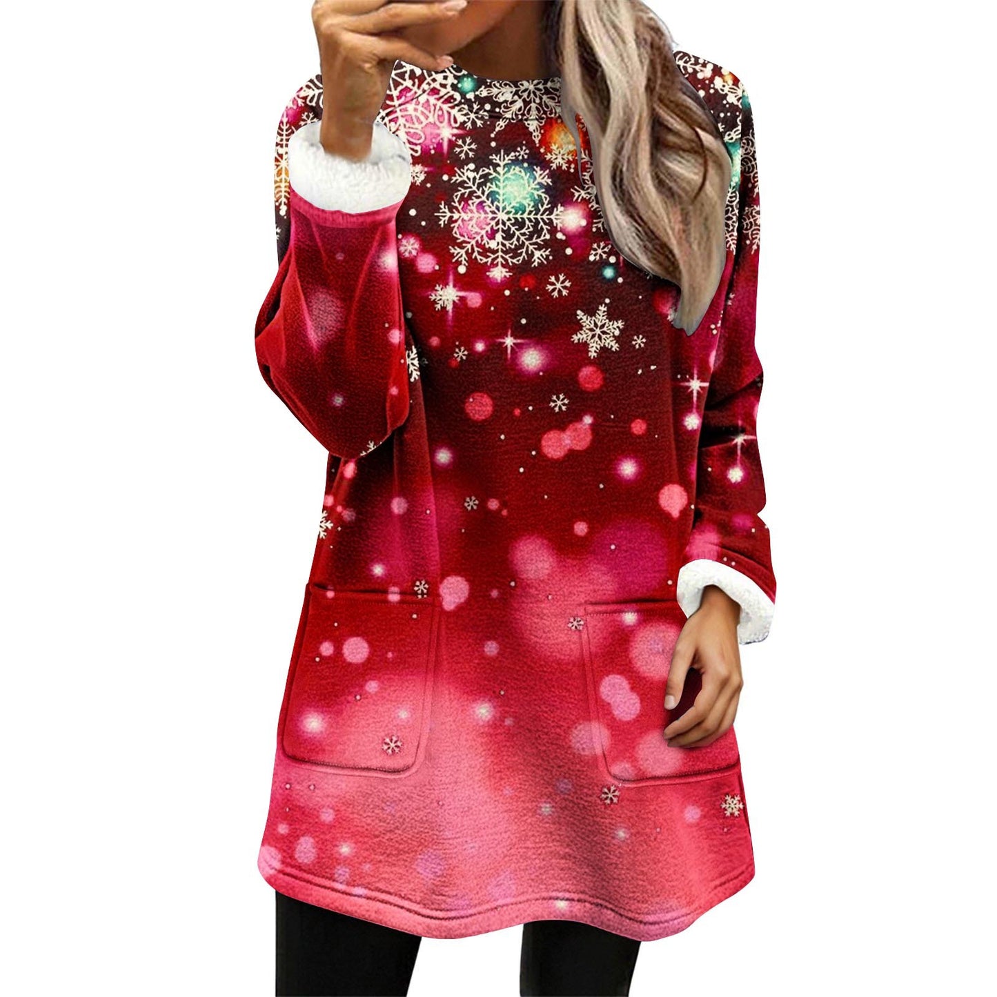 Christmas Snowman Digital Printing Casual Wide-sleeved Veet Women's Sweater, Sweater