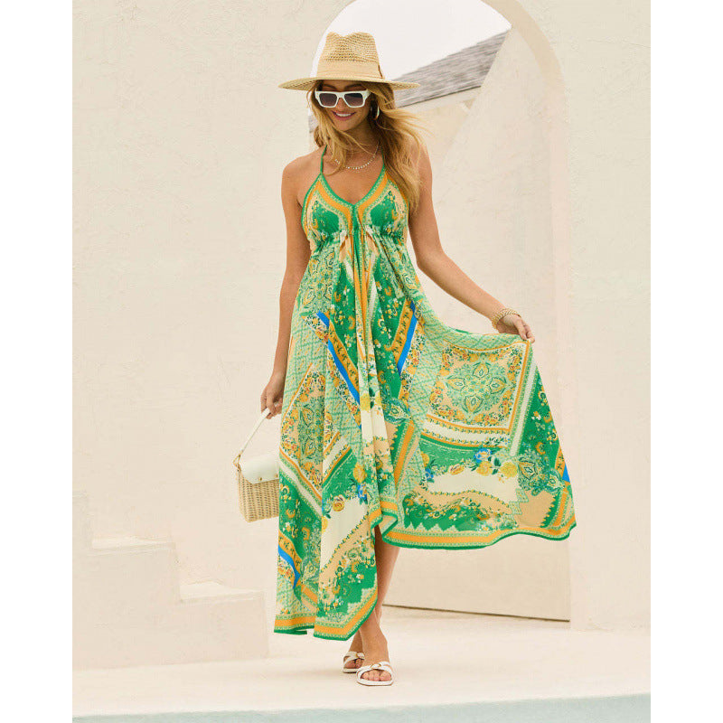 Women's Floral Print Fairy Long Elegant Swing Clothing
