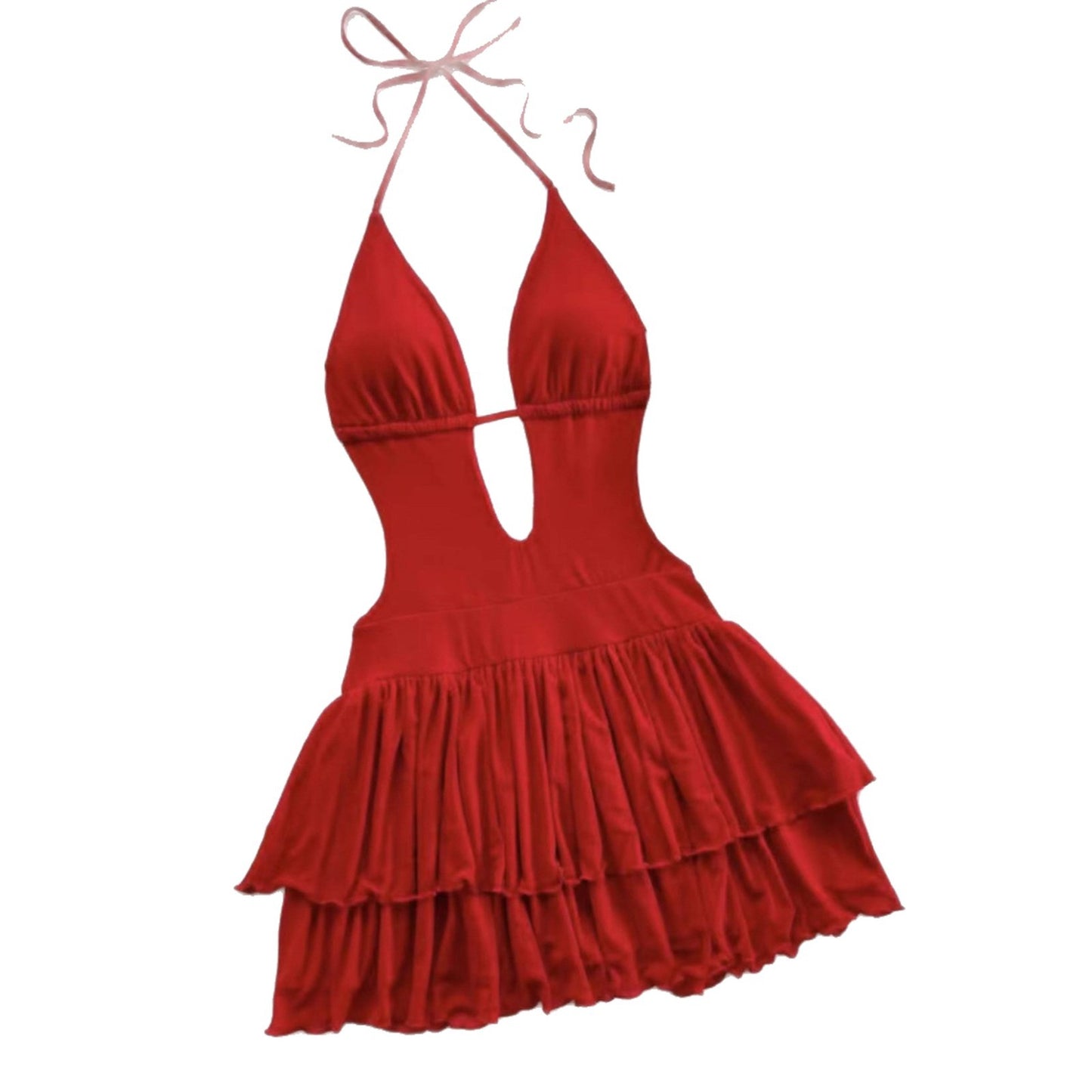 Summer Sexy Backless Lace Up Halter Dress