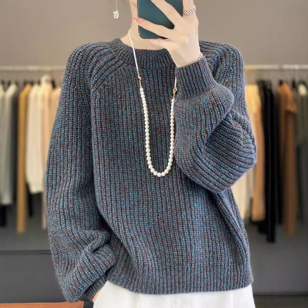 Women's Light Flash Thickening Round Neck Profile Lazy Sweater