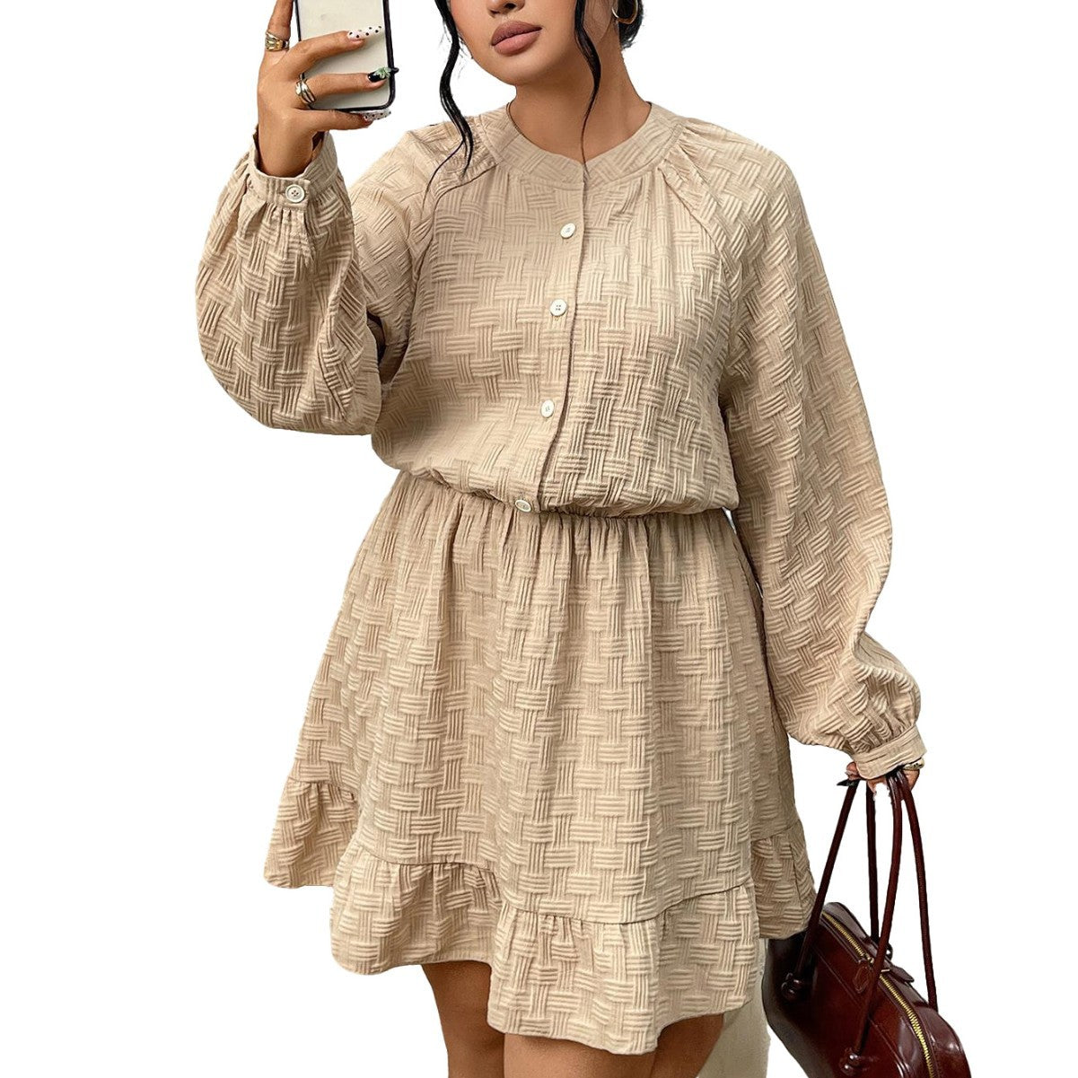 Women's Dress French Retro Jacquard Tight Waist Puff Dresses