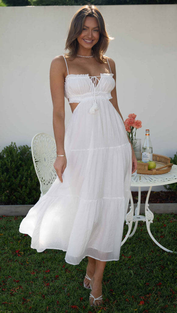 Women's Summer Temperament Camisole Sexy Cutout Long Backless Dress
