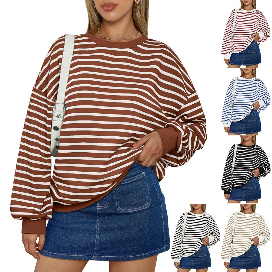 Graceful Elegant Women's Striped Long Sleeve Women's Sweater, Sweater
