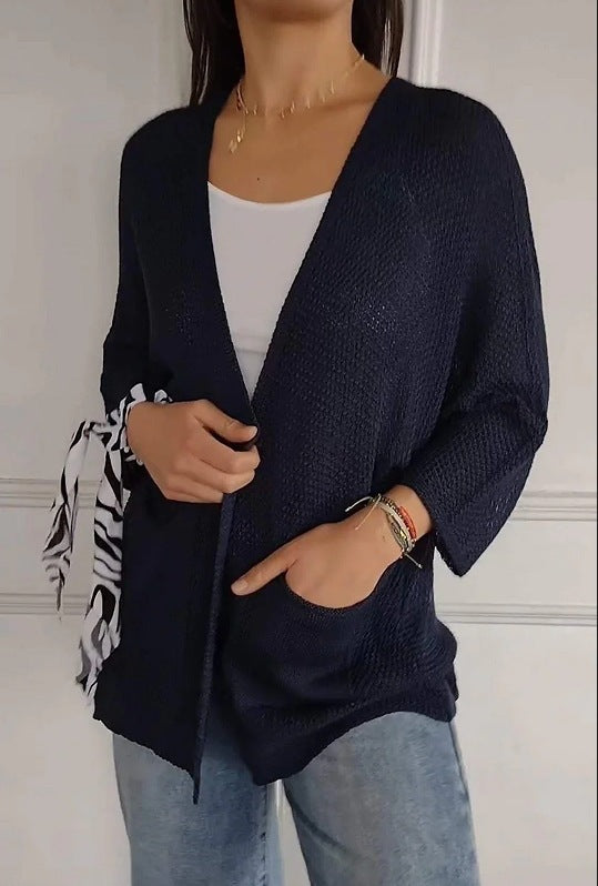 Charming Women's Waffle Sleeve Urban Casual Women's Sweater