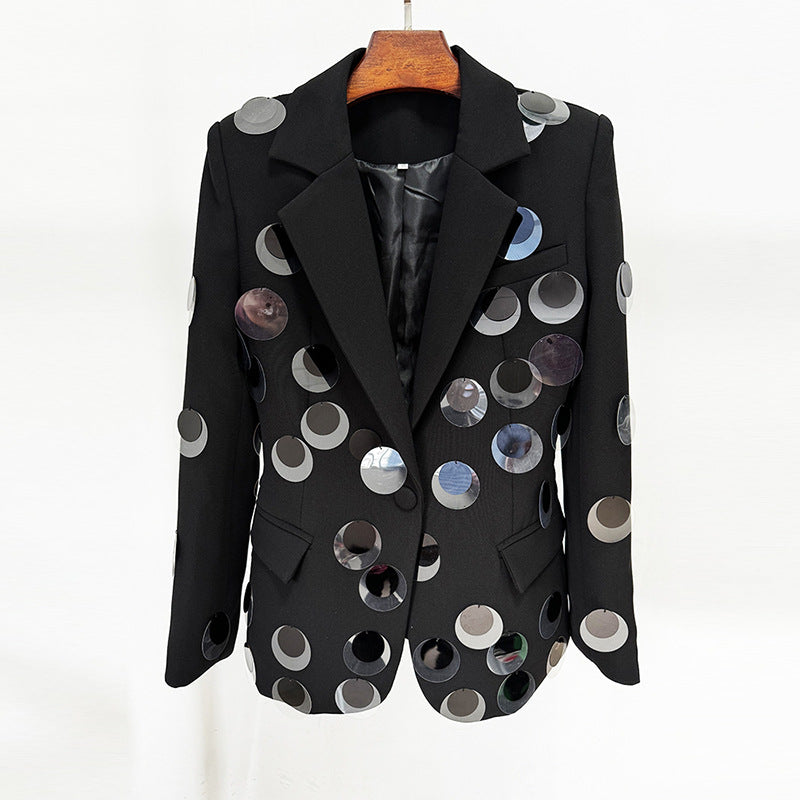 Personalized Fashion Large Sequined One Button Blazers
