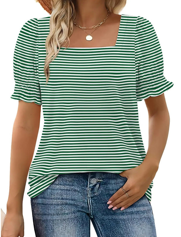 Fashion Simple Petal Sleeve Loose T-shirt Blouses