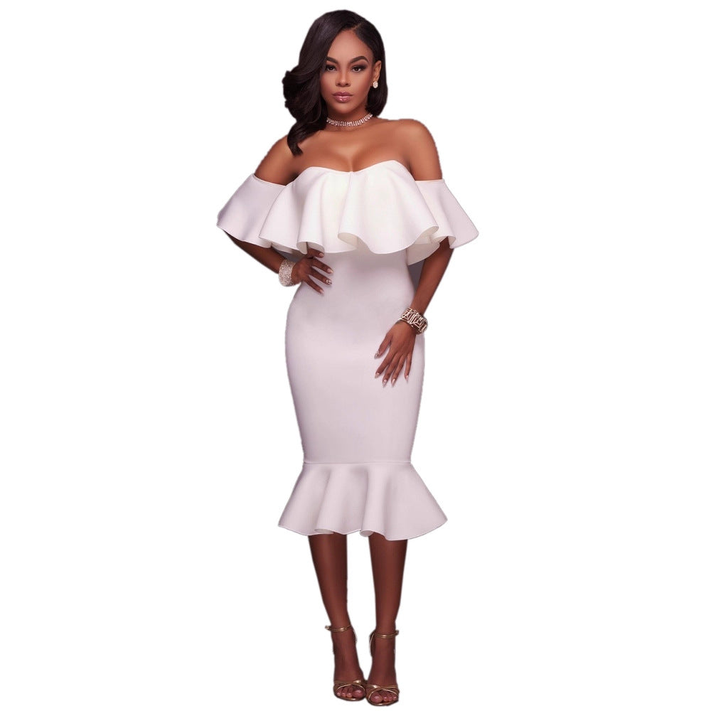 Women's Large Popular Ruffled Sexy Autumn Dress