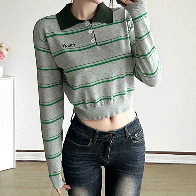 Women's Raglan Sleeve Printed T-shirt Crop Bottoming Round Blouses