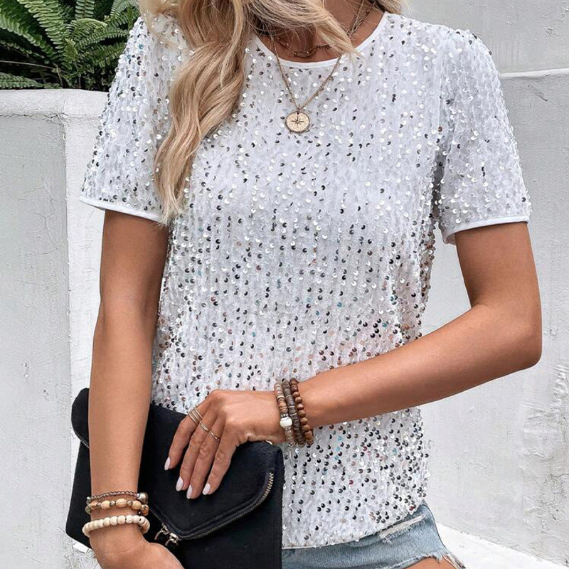 Women's Commuter Loose Sleeve Bag Collar Round Blouses