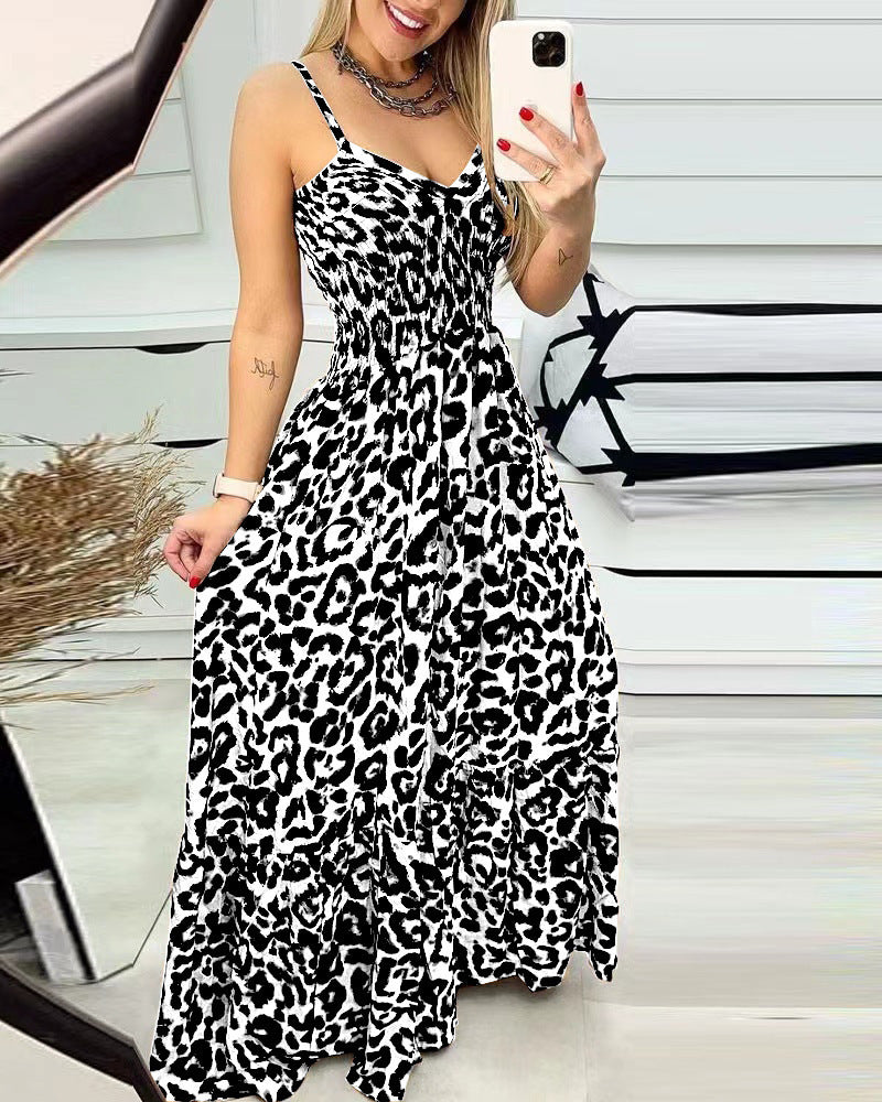 Women's Summer Leopard Print Brace High-waisted Sexy Skirts