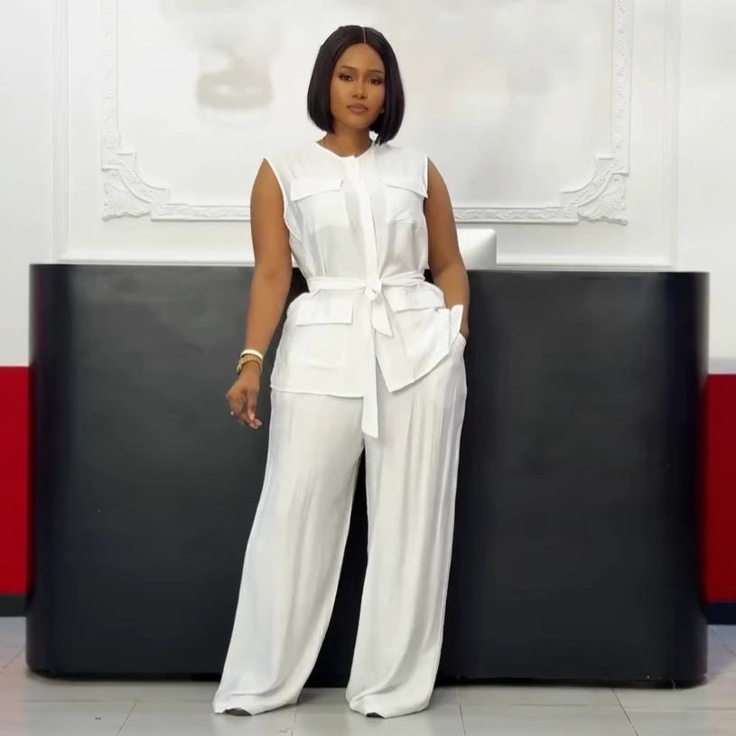 Commute Leisure Round Neck Sleeveless Wide Sweaters