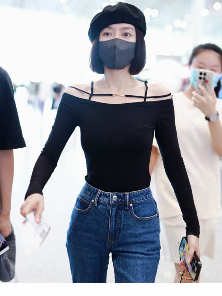 Women's Lan Design Sense T-shirt Bottoming Shirt Tops