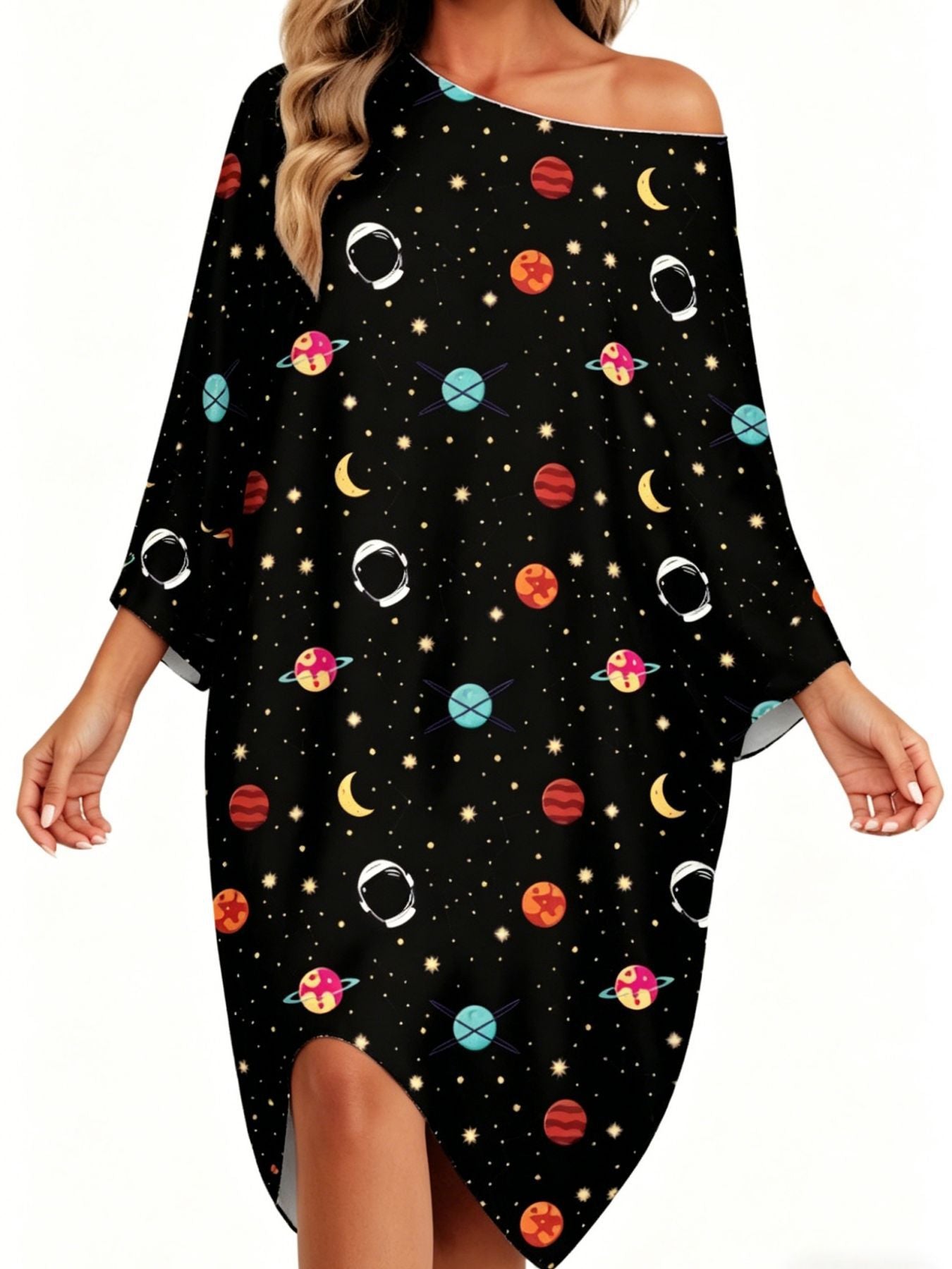 Classic Women's Printed Casual Nightgown Shawl Dress