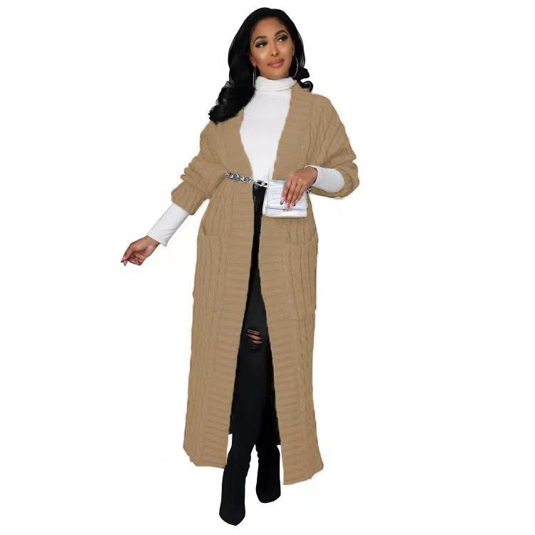 Women's Fashion Casual Long-sleeved Long Solid Color Sweaters