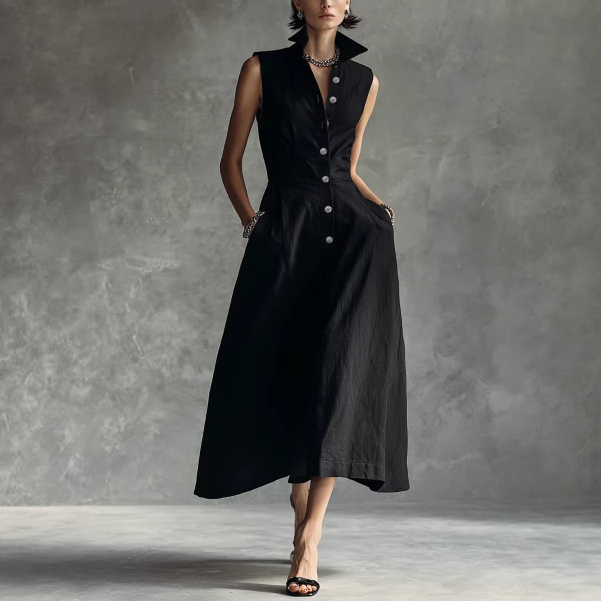 Summer Fashion Casual Stand Collar Elegant Trendy Dress
